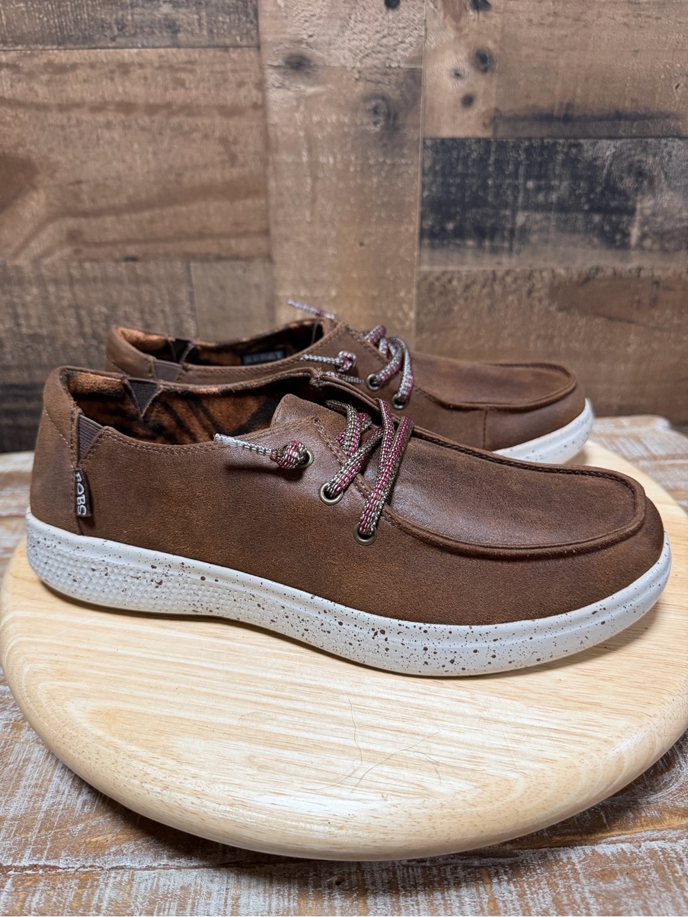 BOBS Skechers Skipper Sandbar Social Women’s 9.5 Brown Memory Foam Shoes 113453